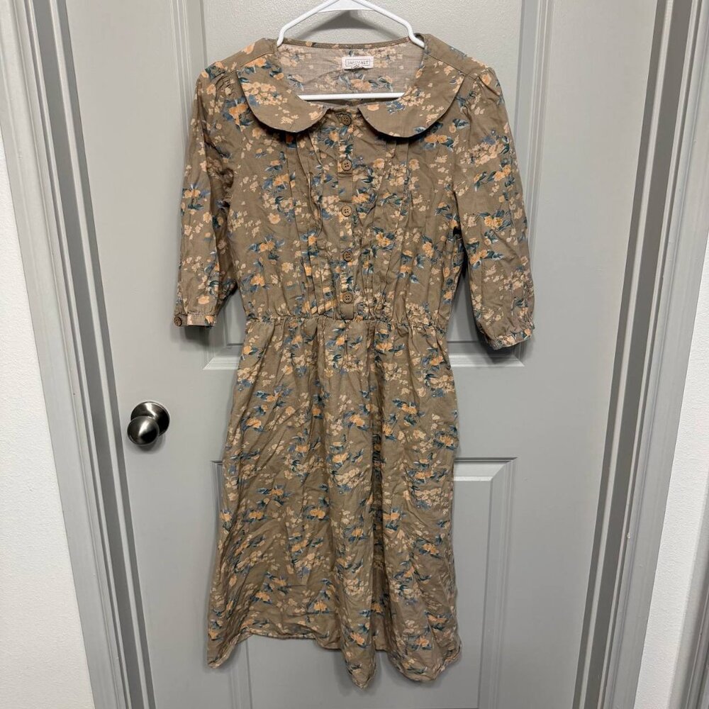 Sweet Salt Peter Pan Collar Floral Cotton Linen Dress Women Size 8